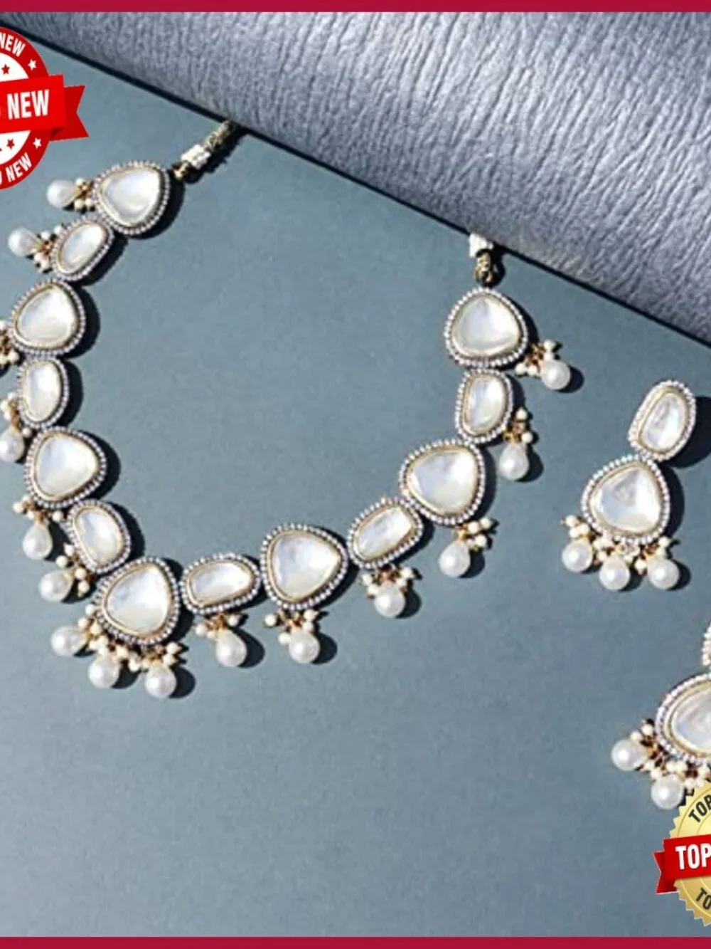 Gold Plated Choker & Earring Set - Indian Jewelry for Women